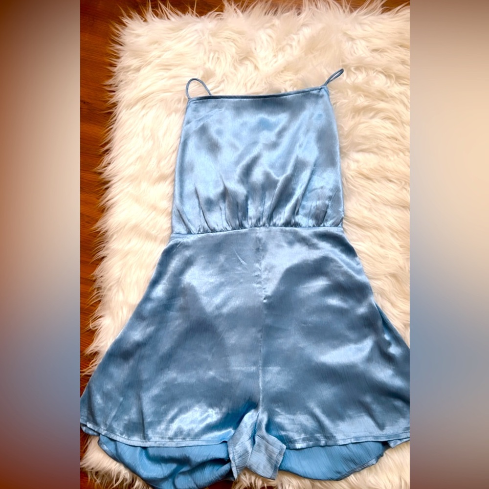 Elegant Blue Satin Mini Dress